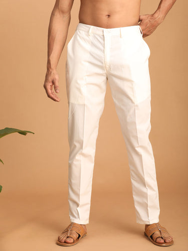 Vastramay Men's Cream Cotton Pant Style Pyjama - Distacart